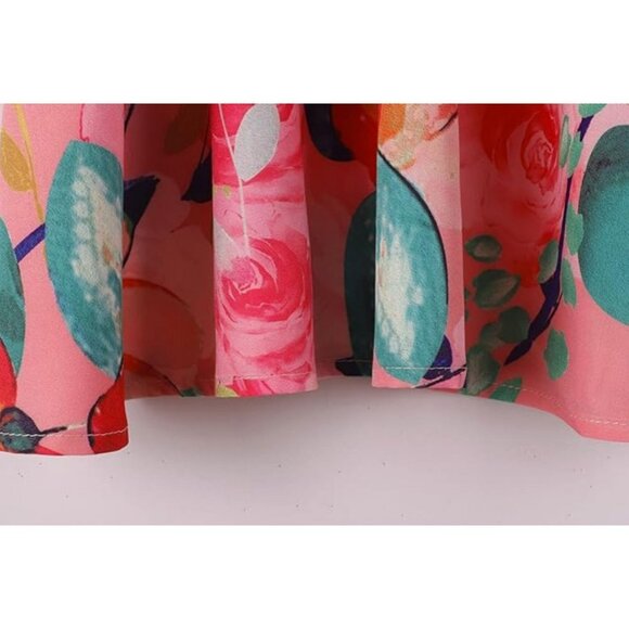 Bevorzugt Floral Printed Dresses with Bowknot Short Sleeve Easter Spring - Picture 5 of 8